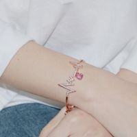 Copper Simple Style Classic Style Inlay Electrocardiogram Zircon Bangle main image 3