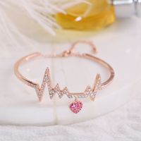 Copper Simple Style Classic Style Inlay Electrocardiogram Zircon Bangle main image 4