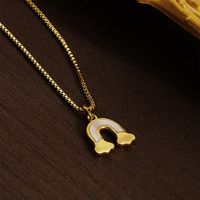 304 Stainless Steel 18K Gold Plated IG Style Cute Plating Inlay Rainbow Shell Pendant Necklace main image 4