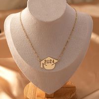 Wholesale Jewelry Modern Style Classic Style Doctoral Cap Number Solid Color Alloy Iron Pendant Necklace sku image 1