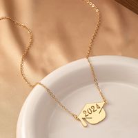 Wholesale Jewelry Modern Style Classic Style Doctoral Cap Number Solid Color Alloy Iron Pendant Necklace main image 4