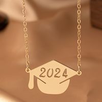 Wholesale Jewelry Modern Style Classic Style Doctoral Cap Number Solid Color Alloy Iron Pendant Necklace main image 3