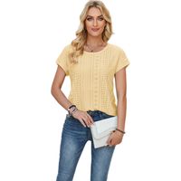Women's T-shirt Short Sleeve T-Shirts Patchwork Simple Style Solid Color main image 3