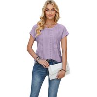 Women's T-shirt Short Sleeve T-Shirts Patchwork Simple Style Solid Color main image 5