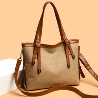 Women's Large Pu Leather Solid Color Vintage Style Classic Style Square Zipper Tote Bag main image 4