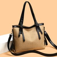 Women's Large Pu Leather Solid Color Vintage Style Classic Style Square Zipper Tote Bag main image 5