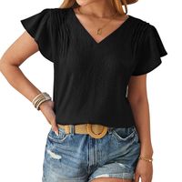 Women's T-shirt Short Sleeve T-Shirts Sequins Simple Style Solid Color main image 3