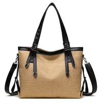 Women's Large Pu Leather Solid Color Vintage Style Classic Style Square Zipper Tote Bag sku image 2