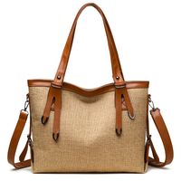 Women's Large Pu Leather Solid Color Vintage Style Classic Style Square Zipper Tote Bag sku image 1
