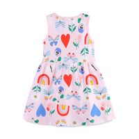 Cute Cartoon Rainbow Flower Printing Cotton Girls Dresses main image 4