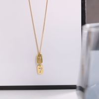 Titanium Steel Gold Plated Simple Style Plating Number Pendant Necklace main image 4