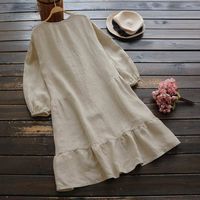 Women's Swing Dress Simple Style Round Neck Ruffles Long Sleeve Solid Color Knee-Length Daily main image 4