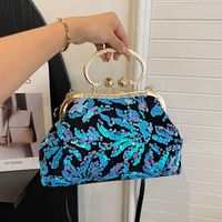 Colour Purple Blue Sequin Color Block Sequins Square Evening Bags main image 5