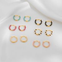 1 Pair Casual Simple Style Commute Circle Round Painted Enamel Copper Gold Plated Earrings main image 1