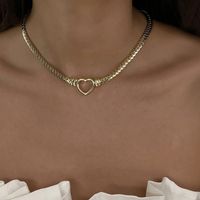 304 Stainless Steel 18K Gold Plated Exaggerated Plating Heart Shape Layered Necklaces sku image 2