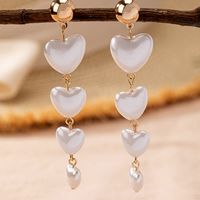 1 Pair Elegant Lady Modern Style Heart Shape Plastic Iron Drop Earrings main image 3