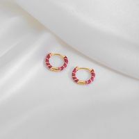 1 Pair Casual Simple Style Commute Circle Round Painted Enamel Copper Gold Plated Earrings sku image 5