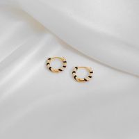 1 Pair Casual Simple Style Commute Circle Round Painted Enamel Copper Gold Plated Earrings main image 4