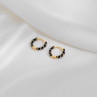 1 Pair Casual Simple Style Commute Circle Round Painted Enamel Copper Gold Plated Earrings main image 8