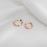 1 Pair Casual Simple Style Commute Circle Round Painted Enamel Copper Gold Plated Earrings main image 9