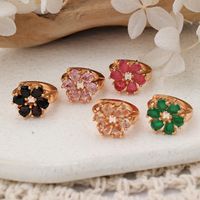 1 Pair Shiny Color Block Plating Inlay Copper Zircon Rose Gold Plated Ear Studs main image 2