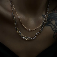 Steel 18K Gold Plated Hip-Hop Queen Plating Solid Color Necklace main image 2