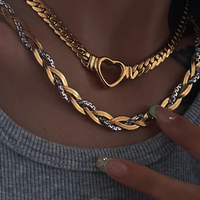Steel 18K Gold Plated Hip-Hop Queen Plating Solid Color Necklace main image 1