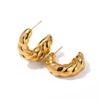 1 Pair Simple Style Classic Style Twist Plating 304 Stainless Steel 18K Gold Plated Ear Studs main image 3