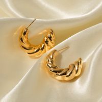 1 Pair Simple Style Classic Style Twist Plating 304 Stainless Steel 18K Gold Plated Ear Studs main image 1