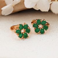 1 Pair Shiny Color Block Plating Inlay Copper Zircon Rose Gold Plated Ear Studs main image 3