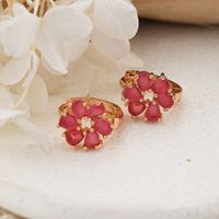 1 Pair Shiny Color Block Plating Inlay Copper Zircon Rose Gold Plated Ear Studs main image 5