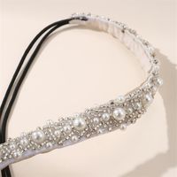 Women's Simple Style Classic Style Solid Color Artificial Pearl Cloth Rhinestone Elastic Band Hair Band main image 6