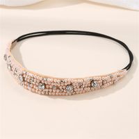 Women's Simple Style Classic Style Solid Color Artificial Pearl Cloth Rhinestone Elastic Band Hair Band sku image 3