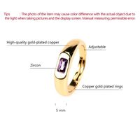 Wholesale IG Style Classic Style Commute Square Copper Inlay 18K Gold Plated Zircon Open Rings main image 2