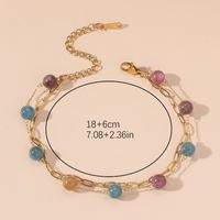 Beach Tropical Cool Style Geometric Colorful Splicing 304 Stainless Steel Inlay Natural Stone 18K Gold Plated Women's Bracelets Anklet main image 2