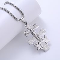 304 Stainless Steel 18K Gold Plated Hip-Hop Punk Cross Angel Angel Wings No Inlaid Pendant Necklace main image 4
