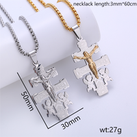 304 Stainless Steel 18K Gold Plated Hip-Hop Punk Cross Angel Angel Wings No Inlaid Pendant Necklace main image 2
