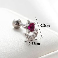 1 Piece Casual Simple Style Star Moon Inlay Copper Zircon Ear Studs main image 4