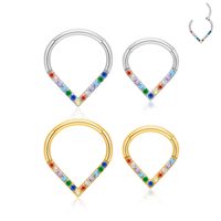 1 Piece Nose Rings & Studs Simple Style Classic Style Solid Color Titanium Alloy Plating Inlay Zircon 18K Gold Plated Nose Rings & Studs main image 5