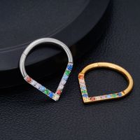 1 Piece Nose Rings & Studs Simple Style Classic Style Solid Color Titanium Alloy Plating Inlay Zircon 18K Gold Plated Nose Rings & Studs main image 3
