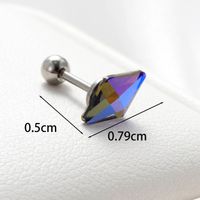 1 Piece Casual Simple Style Rhombus Fish Tail Inlay Copper Zircon Ear Studs main image 2