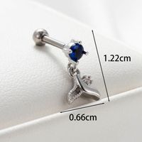 1 Piece Casual Simple Style Rhombus Fish Tail Inlay Copper Zircon Ear Studs main image 3