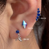 1 Piece Casual Simple Style Rhombus Fish Tail Inlay Copper Zircon Ear Studs main image 1