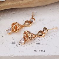 1 Pair IG Style Shiny Heart Shape Bell Inlay Copper Zircon Rose Gold Plated Drop Earrings main image 2