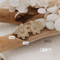 1 Pair Sweet Shiny Flower Inlay Copper Zircon Rose Gold Plated Ear Studs main image 2