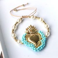 Wholesale Vintage Style Simple Style Heart Shape Copper Beaded Plating 18K Gold Plated Bracelets main image 4