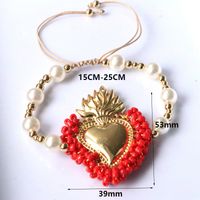 Wholesale Vintage Style Simple Style Heart Shape Copper Beaded Plating 18K Gold Plated Bracelets sku image 7