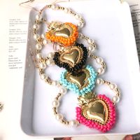Wholesale Vintage Style Simple Style Heart Shape Copper Beaded Plating 18K Gold Plated Bracelets main image 7