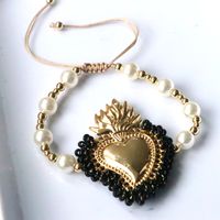 Wholesale Vintage Style Simple Style Heart Shape Copper Beaded Plating 18K Gold Plated Bracelets sku image 3