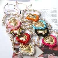 Wholesale Vintage Style Simple Style Heart Shape Copper Beaded Plating 18K Gold Plated Bracelets main image 9